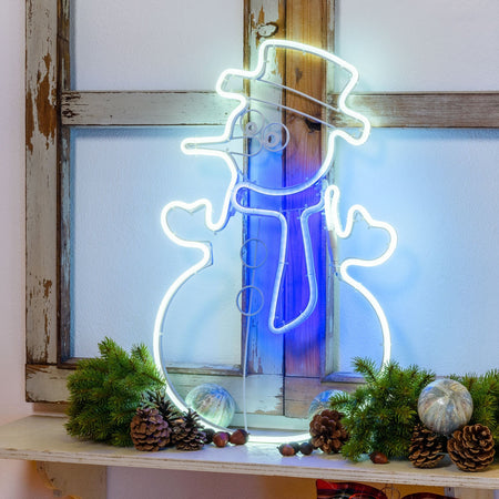 Figura luminosa "Pupazzo di Neve" con luce a neon bifacciale decorazione da 58 cm