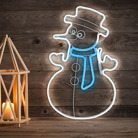 Figura luminosa "Pupazzo di Neve" con luce a neon bifacciale decorazione da 58 cm