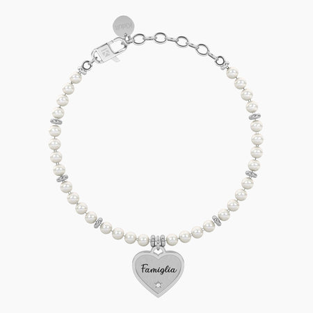 Kidult -  Bracciale perle con ciondolo cuore per famiglia Cuore | famiglia