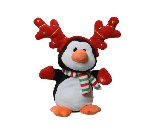 Peluche natalizio con sciarpa e vestito da renna, per interno da 25 cm