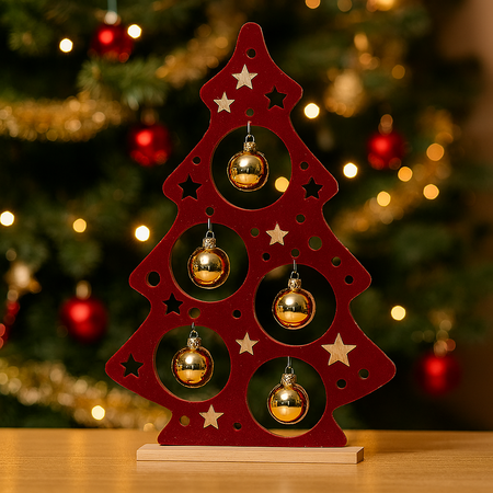 Albero decorativo di natale in legno per decorazioni natalizie h 45 cm