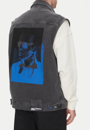 KARL LAGERFELD GILET KLJ RELAXED DENIM VEST PRINT da uomo
