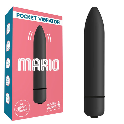 Mini vibratore classico nero Pocket Vibrator Mario Love Match