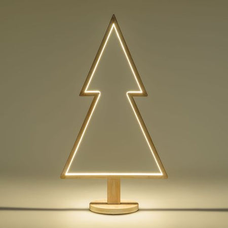 Abete triangolare luminoso con led multicolor e base in legno decorazione natalizia
