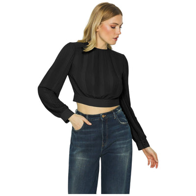 Relish blusa nera plissé con fusciacca Veronica RDA2403009002 Camicie Relish