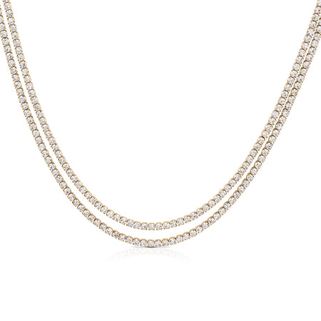 Ops Object -  collana tennis doppio con pietre bianche oro giallo GLIMMER