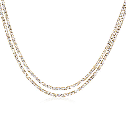 Ops Object -  collana tennis doppio con pietre bianche oro giallo GLIMMER