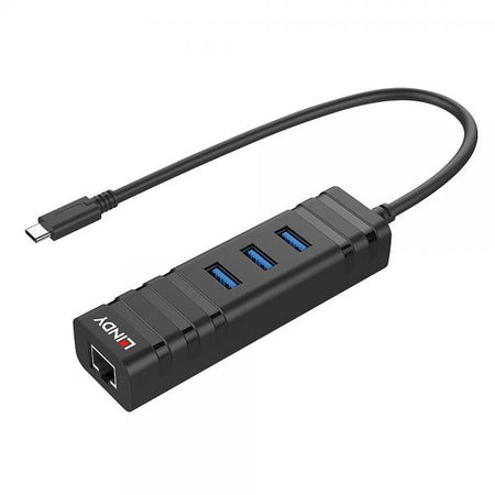 LINDY ADATTATORE USB 3.1 HUB E GIGABIT ETHERNET RJ-45 3P USB TIPO A CON USB 3.1 TIPO C