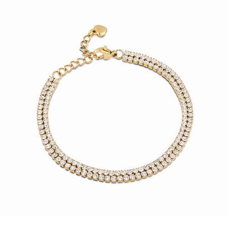 Ops Objects - bracciale tennis doppio con pietre bianche oro giallo GLIMMER