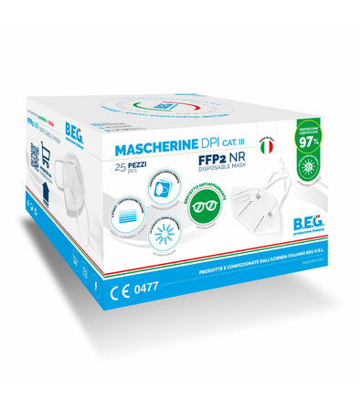 B.E.G - CONFEZIONE 25 MASCHERINE DI PROTEZIONE "FFP2" - COLORI ASSORTITI