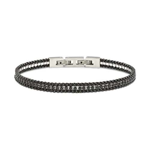 Amen - Bracciale Tennis in Acciaio Nero con Zirconi Neri