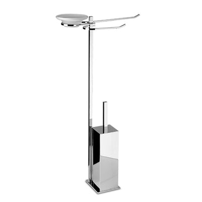 Piantana bagno water bidet quadrata in ottone cromato, base cm 12 x 10 - piantana bagno