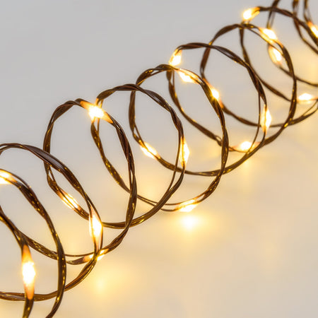 Luci di natale catena con Micro Led Fissi e filo in metallo per interno ed esterno 25 m