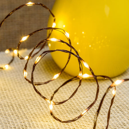 Luci di natale catena con Micro Led Fissi e filo in metallo per interno ed esterno 25 m