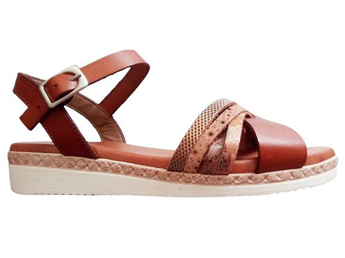 Luxdive sandalo donna basso in plle multicolore con cinturino cuoio