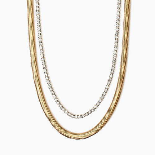 Kidult - Collana a girocollo dorato con tennis di cristalli STYLE 02