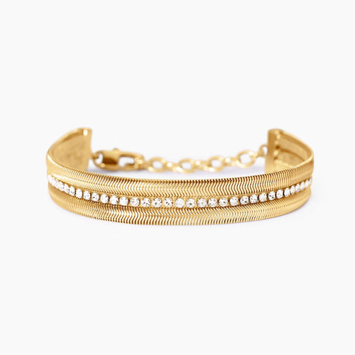 Kidult - Bracciale dorato con doppia catena e tennis STYLE 02