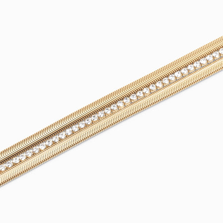 Kidult - Bracciale dorato con doppia catena e tennis STYLE 02