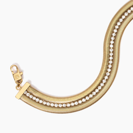 Kidult - Bracciale dorato con doppia catena e tennis STYLE 02