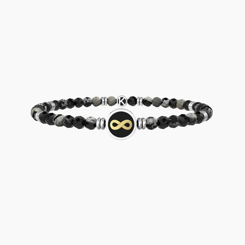 Kidult  -  Bracciale elastico uomo con agata nera e infinito Infinito | oltre i limiti