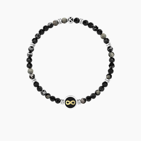 Kidult  -  Bracciale elastico uomo con agata nera e infinito Infinito | oltre i limiti