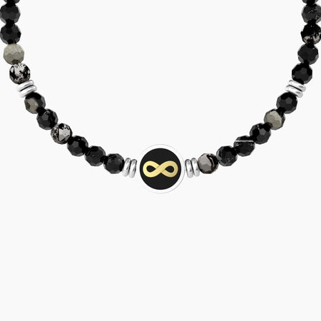 Kidult  -  Bracciale elastico uomo con agata nera e infinito Infinito | oltre i limiti