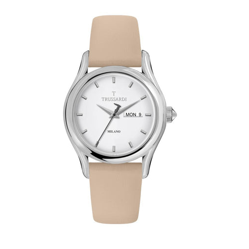 Orologio TRUSSARDI uomo T-light day-date pelle beige / bianco