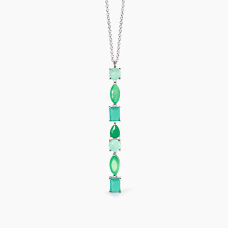 MABINA - Collana Girocollo con fusion stone glass verde pendente SANTORINI