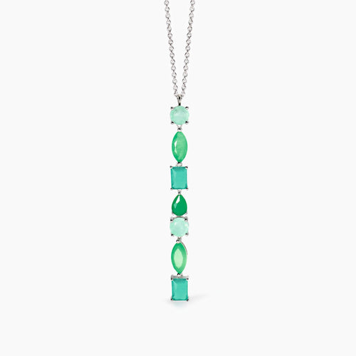 MABINA - Collana Girocollo con fusion stone glass verde pendente SANTORINI