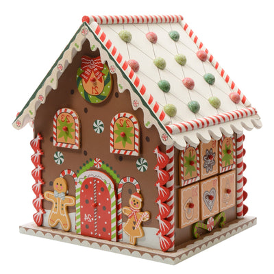 Calendario dell'avvento casa pan di zenzero in legno MDF da 27 cm