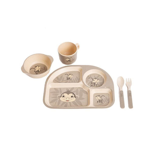 Set Pappa Ecologico Bo Jungle Scimmia Grigio