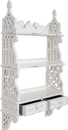 Biscottini Biscottini Mensola Etagere Muro Legno Massello Mogano Finitura Bianca 52x20x90