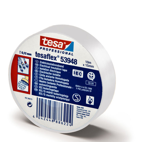 Nastro Adesivo Isolante 10Mtx15Mm Bianco Professionale