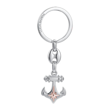 Luca Barra - PORTACHIAVI UOMO IN ACCIAIO ANCORA E ROSA DEI VENTI