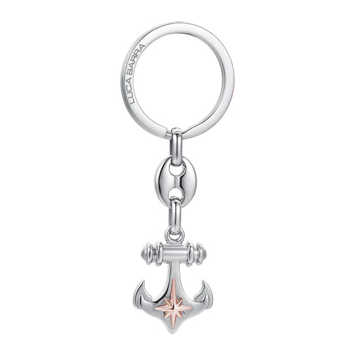 Luca Barra - PORTACHIAVI UOMO IN ACCIAIO ANCORA E ROSA DEI VENTI