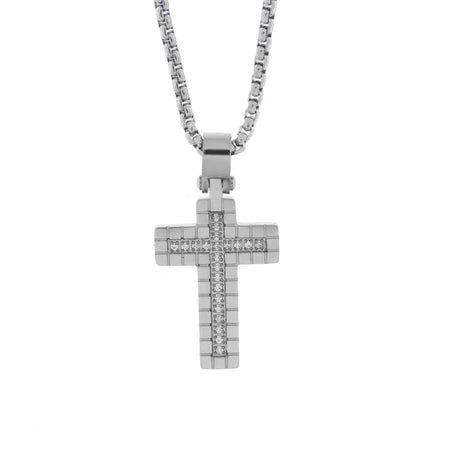 By Simon - Collana in Acciaio con pendente doppia croce