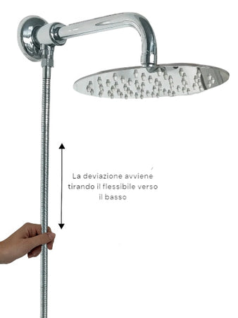 Kit set doccia con deviatore a pressione e Braccio Cm 25