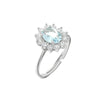 BYSIMON - Anello in Argento 925 con zirconi bianchi e zircone centrale acqua