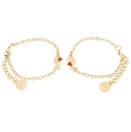 BYSIMON  -  Set in Metallo bracciale magnetico a forma di cuore con cuore rosso