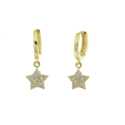 BYSIMON - Orecchini in Argento 925 cerchietto con stellina pendente impreziosita da zirconi bianchi
