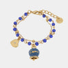 BYSIMON  -  Bracciale in Metallo multifilo con pietre blu e campanella Capri blu