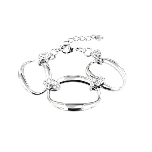 BYSIMON  - Bracciale in Metallo con catene ovali impreziosite da dettagli in cristalli bianchi