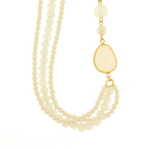 BYSIMON  -  Collana in Metallo con multifilo di perle e cristallo