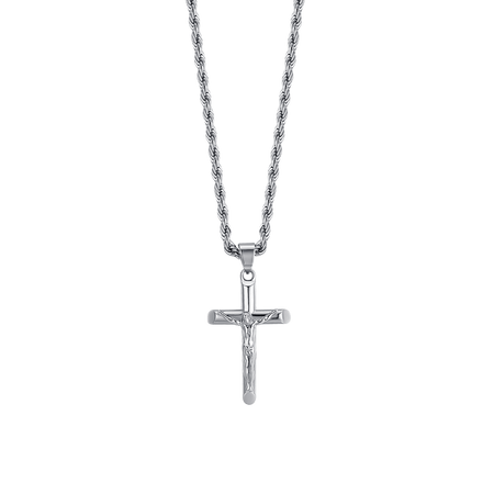 Luca Barra - COLLANA UOMO IN ACCIAIO CON CROCIFISSO