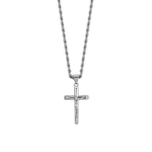 Luca Barra - COLLANA UOMO IN ACCIAIO CON CROCIFISSO