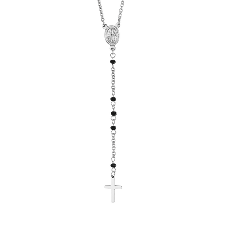 Luca Barra -  COLLANA DONNA ROSARIO IN ACCIAIO CON SFERE IN ACCIAIO CON PENDENTE