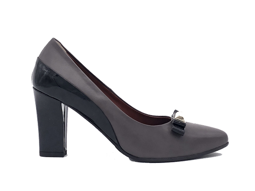 DONNA SOFT Décolleté in pelle grigia MOT957