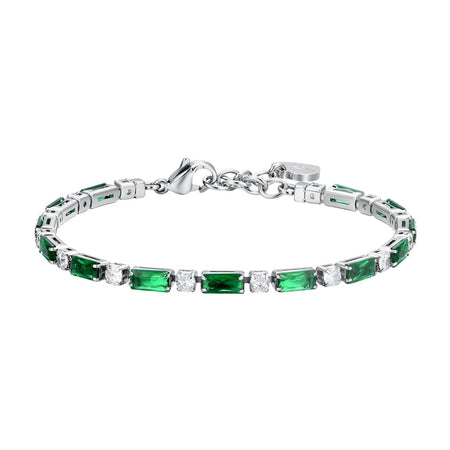 Luca Barra - BRACCIALE TENNIS DONNA IN ACCIAIO ZIRCONI VERDI