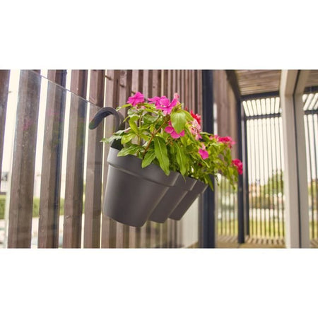ARTEVASI Vaso per fiori per balcone Capri Individ - 30,5 x 54 x H 28 cm - 11 L - Grigio antracite