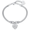 Luca Barra - BRACCIALE DONNA IN ACCIAIO CON CUORE E CRISTALLI BIANCHI